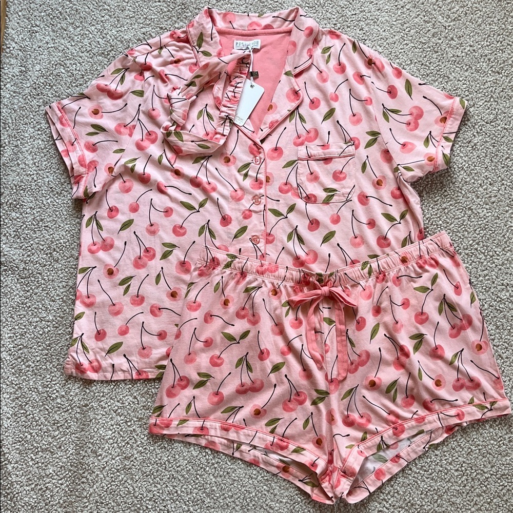 PJ SALVAGE Cherry Print PJ Set with Matching Headband NWT* Size XL - Picture 9 of 16